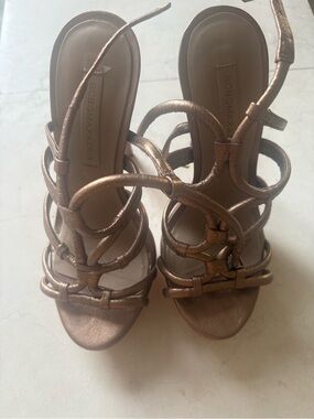 BCBGMaxAzria Metallic Bronze/Copper Strappy High-Heel Sandals